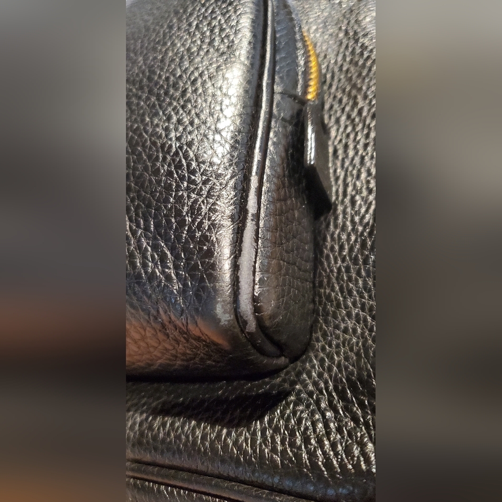 Coach Carrie Sleek Black Leather Small Backpack with Gold Metal Hardware - Picture 12 of 13